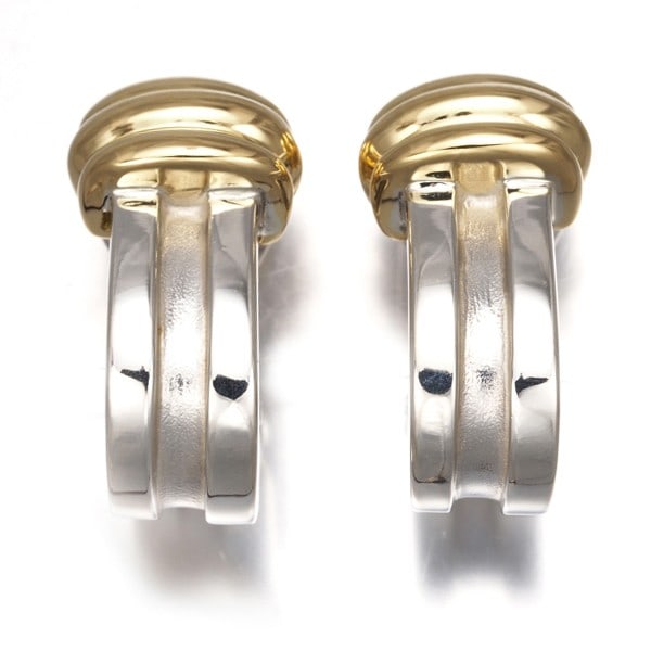 Tiffany&Co. Earrings Grooved Bicolor Hoop Silver 925/18K Yg (1 of 6)