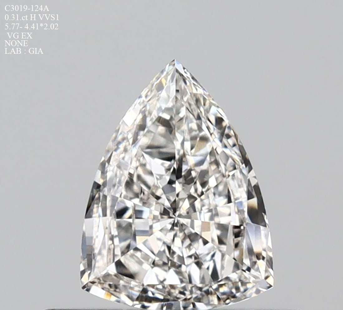 GIA Triangular 0.31ct H VVS1 - Loose Natural Diamond: GIA Triangular 0.31ct H VVS1 - Loose Natural Diamond GIA Triangular 0.31ct H VVS1 - Loose Natural DiamondThe GIA-certified 0.31ct H VVS1 diamond boasts exceptional clarity and polish, with a high
