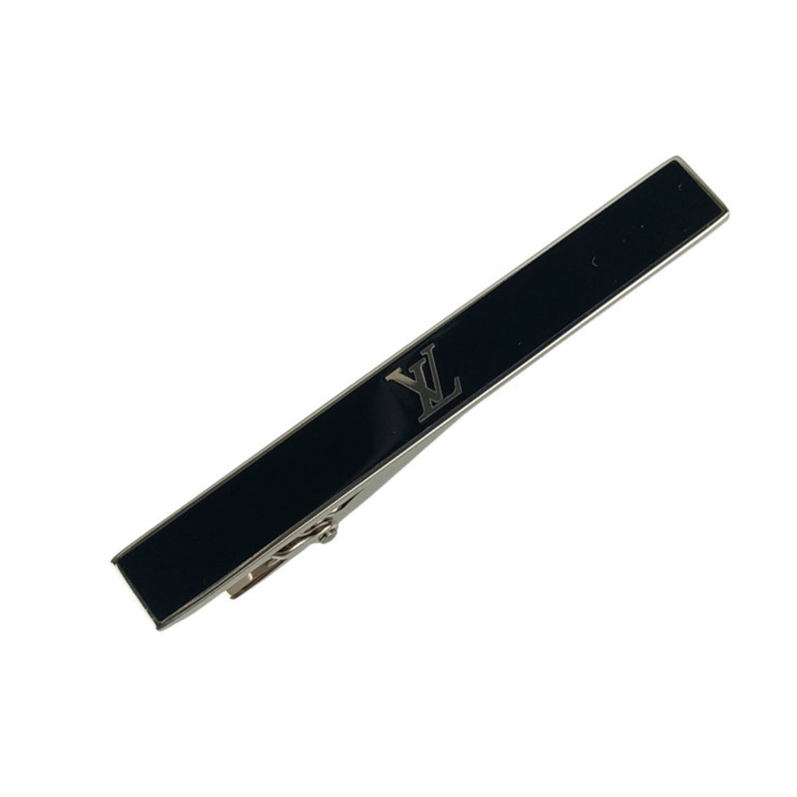 LOUIS VUITTON Tie Pin Metal: LOUIS VUITTON Tie Pin Metal Black and silver metal tie pin from Louis Vuitton, bearing minor signs of wear and small scratches. Made from metal, this tie pin measures 8.00mm x 60.00mm. Gently used in