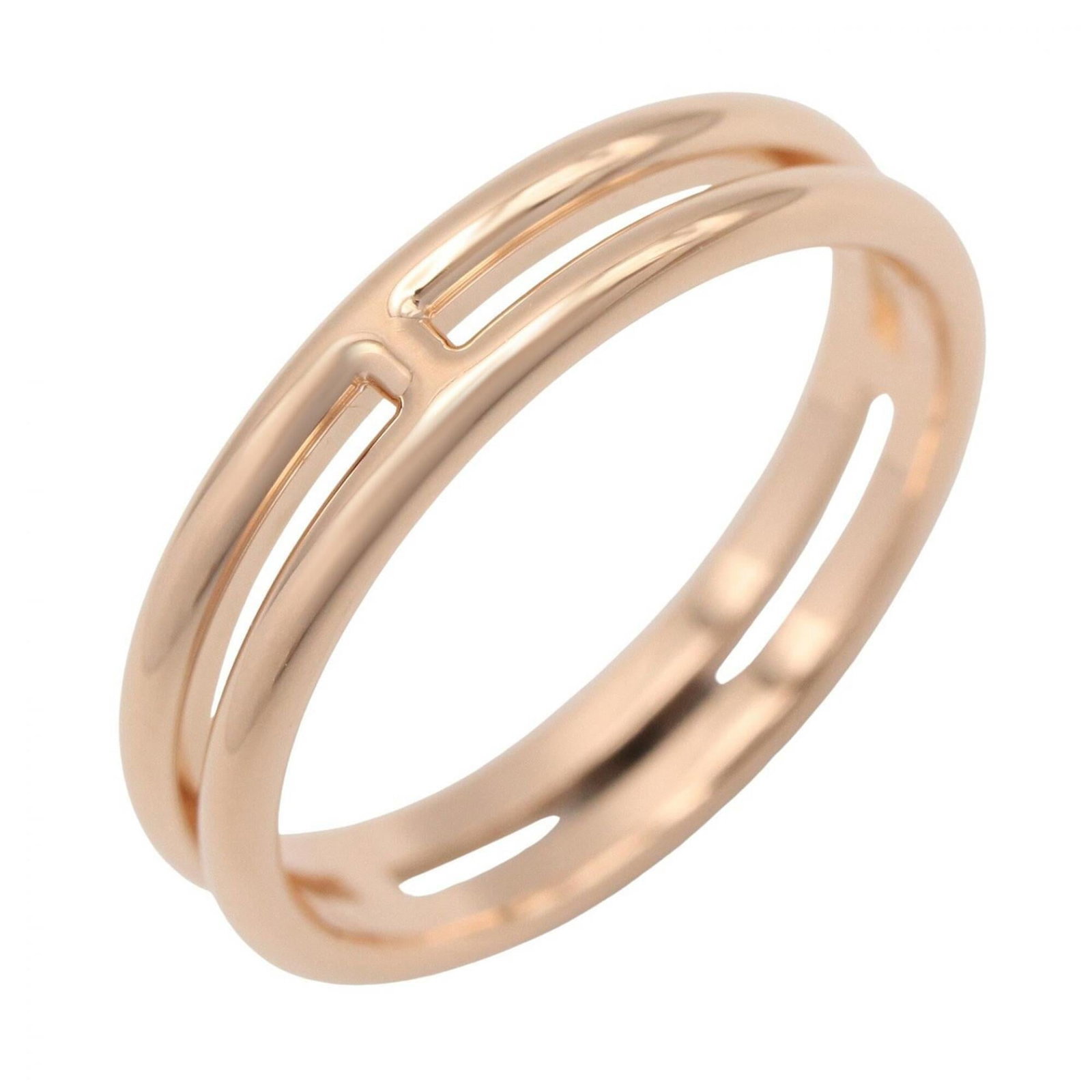 HERMES Band Ring Pink Gold (18K): HERMES Band Ring Pink Gold (18K) Pink gold (18K) details shine in this elegant band ring from Hermes, a timeless design that exudes sophistication. In like new condition, this ring boasts a subtle pin