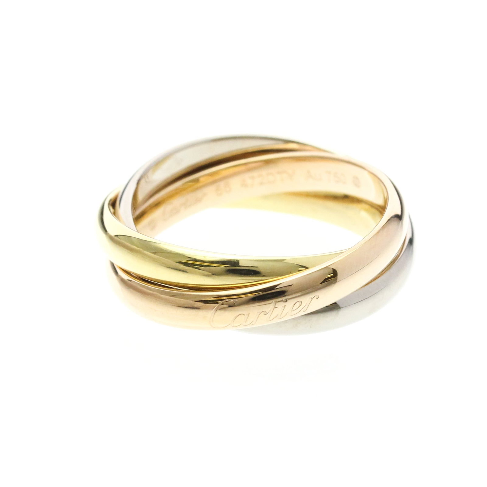 CARTIER Band Ring Pink Gold (18K) White Gold (18K) Yellow Gold (18K): CARTIER Band Ring Pink Gold (18K) White Gold (18K) Yellow Gold (18K) 18K pink gold, white gold, and yellow gold come together in this elegant Cartier band ring, crafted from a mix of precious metals