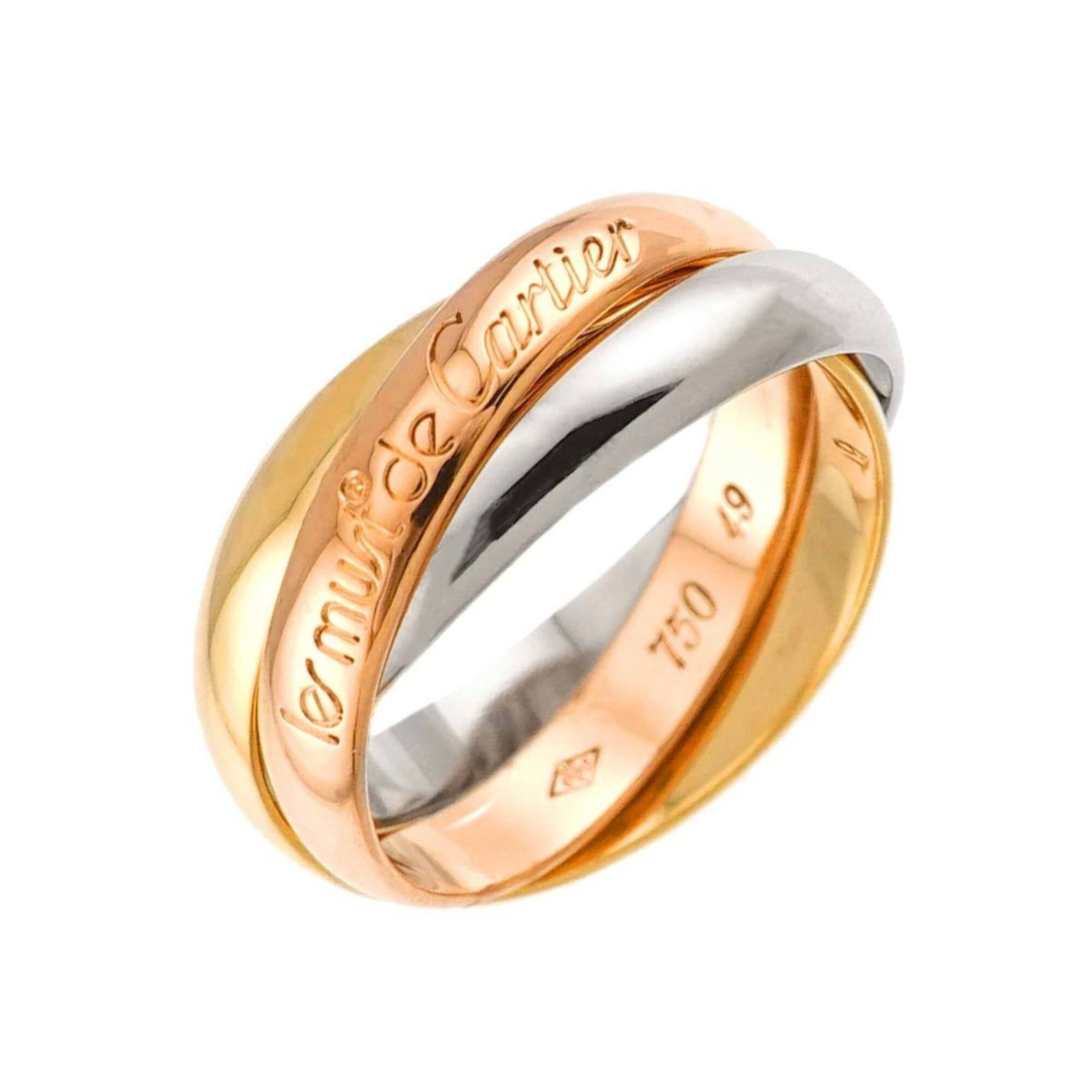 CARTIER Band Ring Pink Gold (18K) White Gold (18K) Yellow Gold (18K): CARTIER Band Ring Pink Gold (18K) White Gold (18K) Yellow Gold (18K) Pink gold, white gold, and yellow gold come together in this elegant band ring from Cartier, a masterful blend of 18K metals. This 