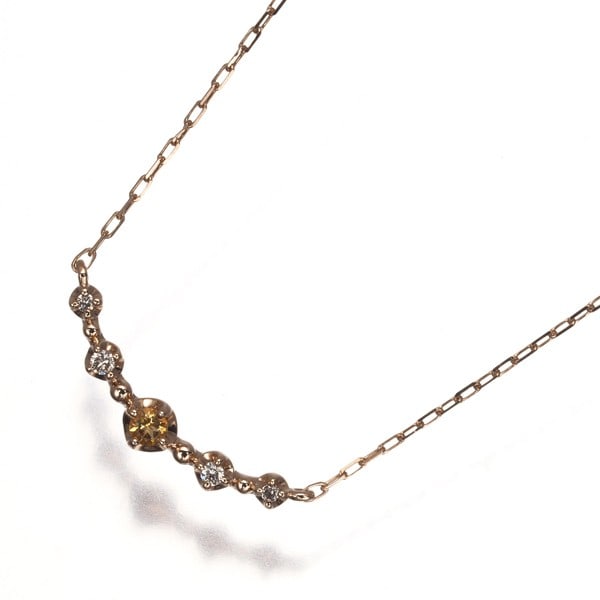 Necklace Citrine Diamond 10K 416 Rose Gold: Necklace Citrine Diamond 10K 416 Rose Gold Rose gold pendant featuring a citrine diamond, carefully crafted with 10k purity for a touch of elegance. The citrine stone is paired with a diamond, adding