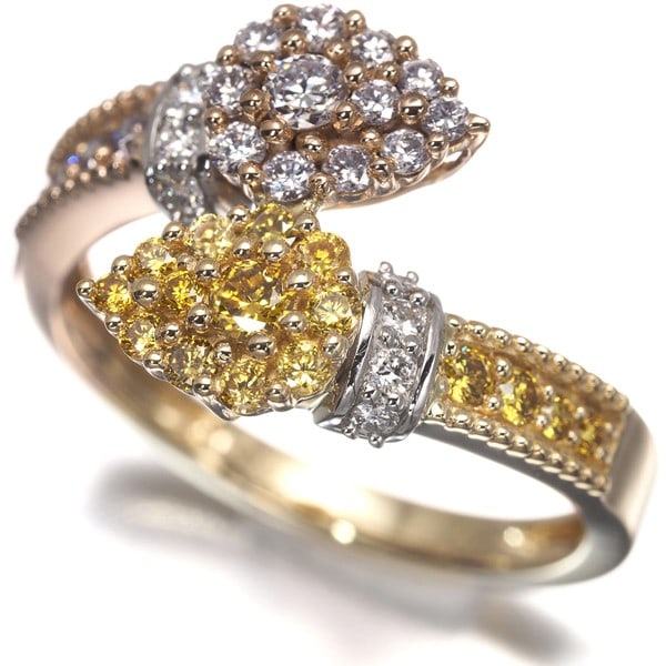 Gstv Ring Pink &Yellow &Clear Diamond Paved Us6.5-6.75 18K Yg/Pg/Pt 950: Gstv Ring Pink &Yellow &Clear Diamond Paved Us6.5-6.75 18K Yg/Pg/Pt 950 18K Yellow Gold Ring with Diamond Paved Design, US 6.5-6.75 Size. This stunning ring features a natural diamond pave design, set