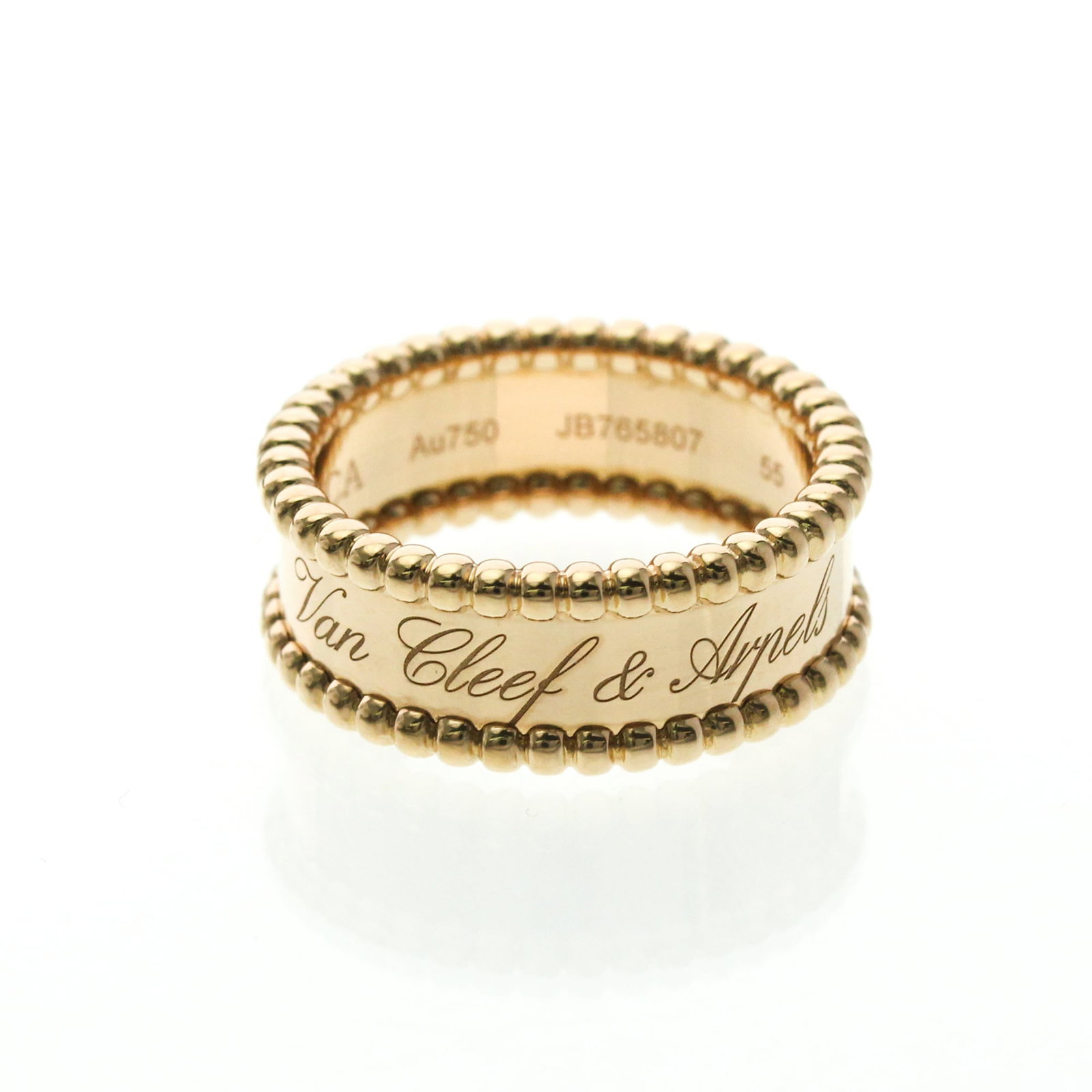 VAN CLEEF & ARPELS Band Ring Pink Gold (18K): VAN CLEEF & ARPELS Band Ring Pink Gold (18K) Pink gold 18K band ring from Van Cleef & Arpels, featuring a delicate design in 55 US size. This Perle Signature Ring boasts a slender profile and 8.1mm