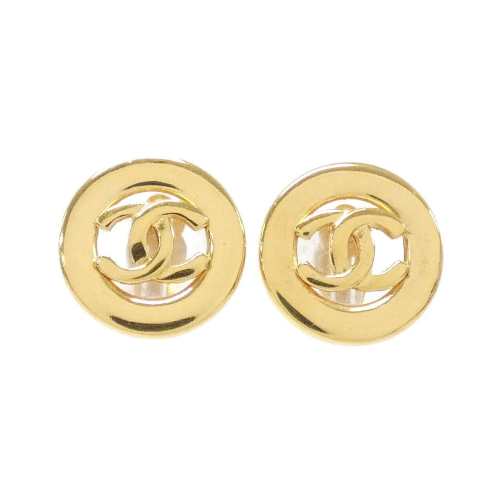 CHANEL Stud Earrings Gold