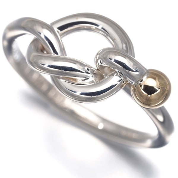 Tiffany&Co. Ring Loveknot Us5.5-5.75 Silver 925/18K Yg: Tiffany&Co. Ring Loveknot Us5.5-5.75 Silver 925/18K Yg Sterling silver ring from Tiffany & Co., featuring a Love Knot design with a hook and eye closure. This 925/18K yellow gold ring is a beautiful e