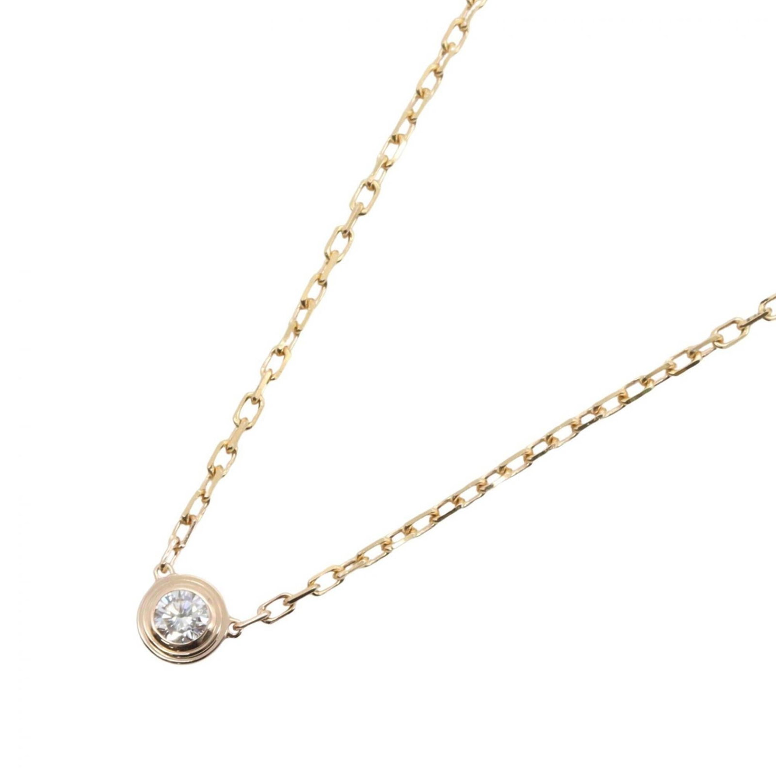 CARTIER Pink Gold (18K): CARTIER Pink Gold (18K) Pink gold (18K) Cartier necklace featuring a clear, gold stone diamond pendant, available in sizes 37.5 cm - 41 cm. The necklace bears a signature and is made from 18K pink
