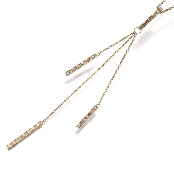 Rose Vif Necklace Diamond 0.15Ct Y-Drop Long 18K 750 Yellow Gold: Rose Vif Necklace Diamond 0.15Ct Y-Drop Long 18K 750 Yellow Gold 18k yellow gold Y-drop necklace features a 0.15ct diamond pendant, creating a striking long chain design. Adjustable to a short length