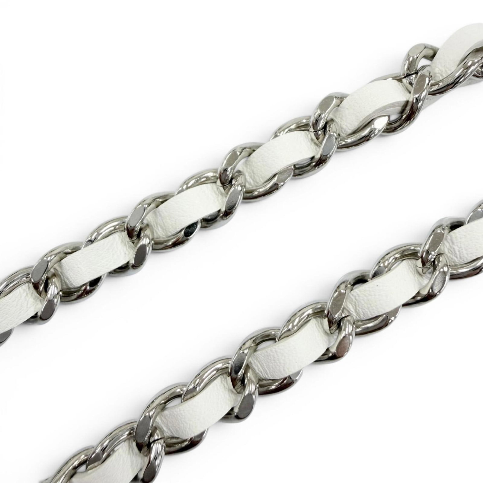 CHANEL Leather Silver White - 4