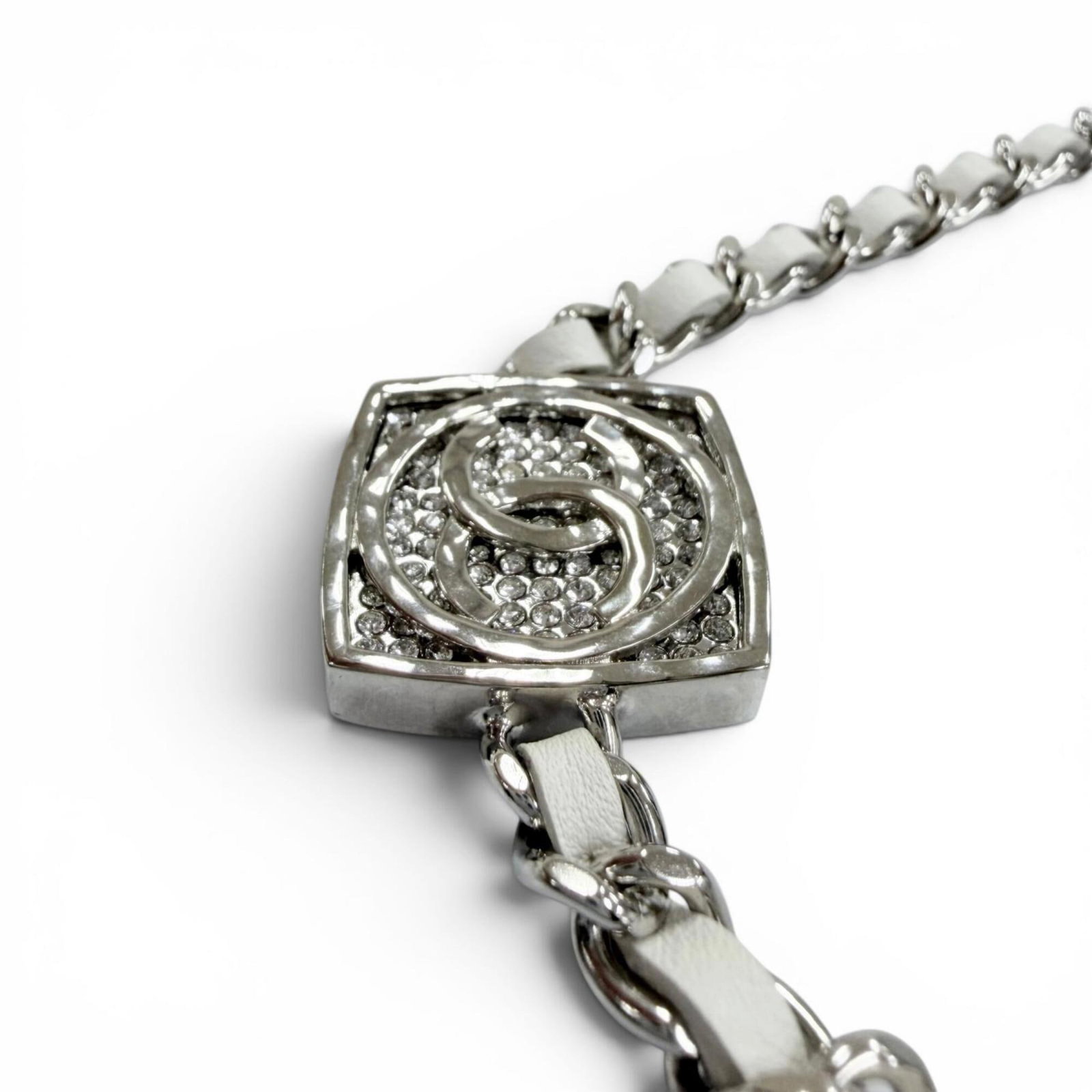 CHANEL Leather Silver White - 5