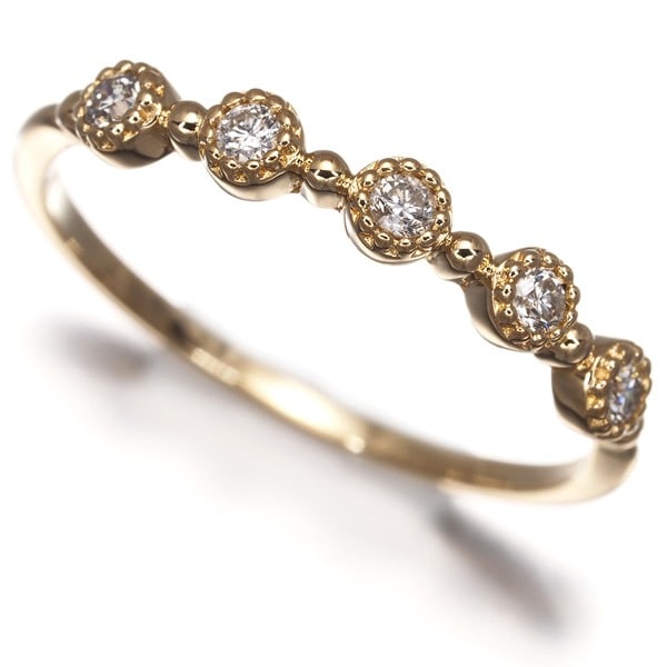Vendome Ring Diamond Milgrain Pinky Us3.5 18K 750 Yellow Gold: Vendome Ring Diamond Milgrain Pinky Us3.5 18K 750 Yellow Gold Yellow gold 18K 750 ring features a natural diamond set in a milgrain design, crafted in the classic Vendome style. The ring boasts a