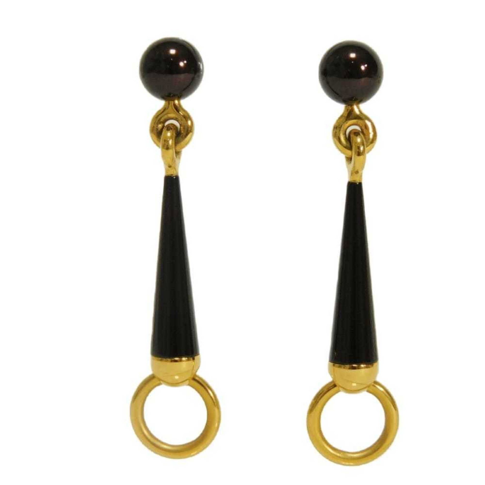 HERMES Drop Earrings Aluminum: HERMES Drop Earrings Aluminum Bordeaux and Red color aluminum drop earrings from Hermes, bearing visible scratches and scuffs, are available for purchase. Made from aluminum, these earrings showcase
