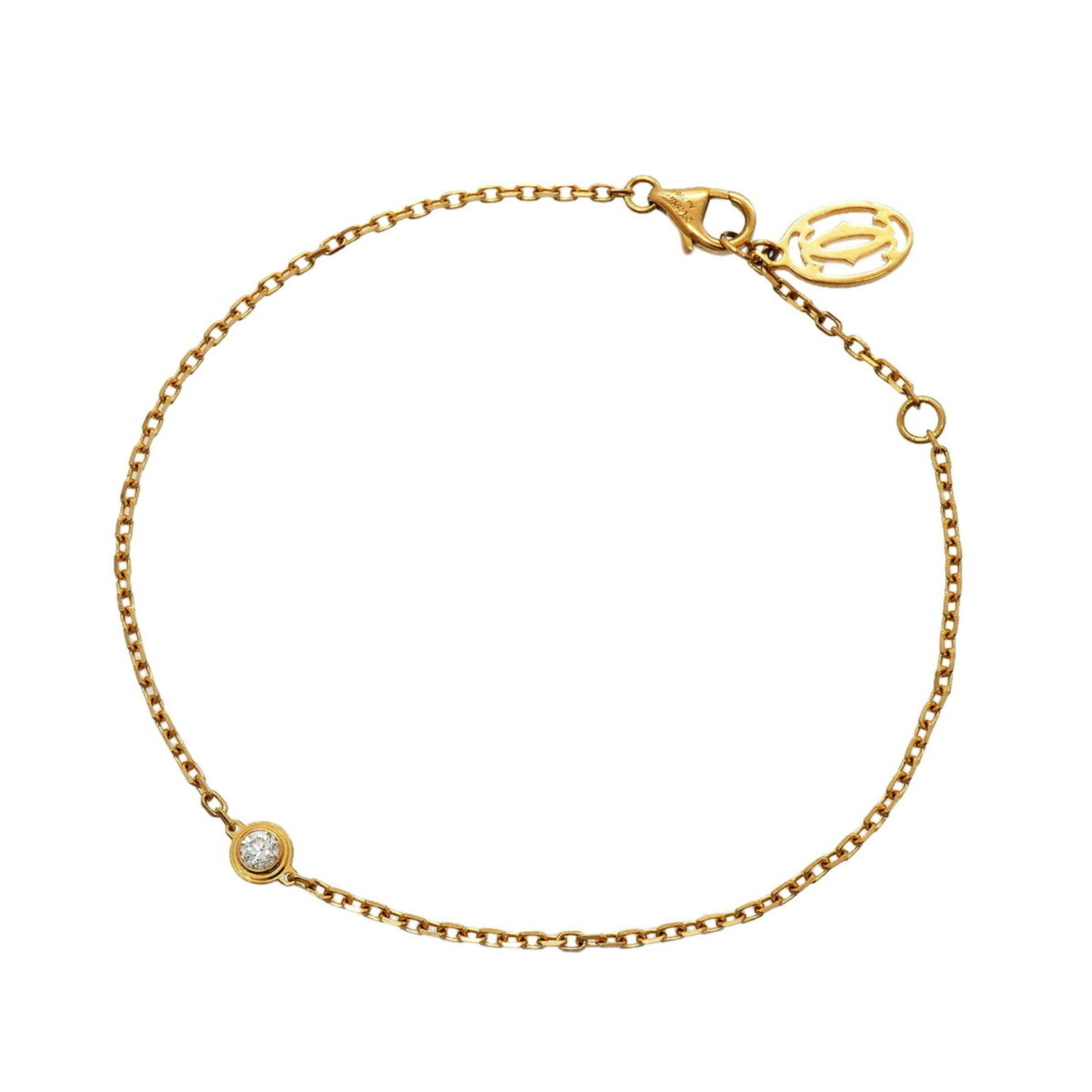 CARTIER Charm Bracelet Yellow Gold (18K): CARTIER Charm Bracelet Yellow Gold (18K) Yellow gold (18K) charm bracelet from Cartier, featuring a diamond stone, and measuring 18cm in length. This 18cm charm bracelet from Cartier boasts a diamond