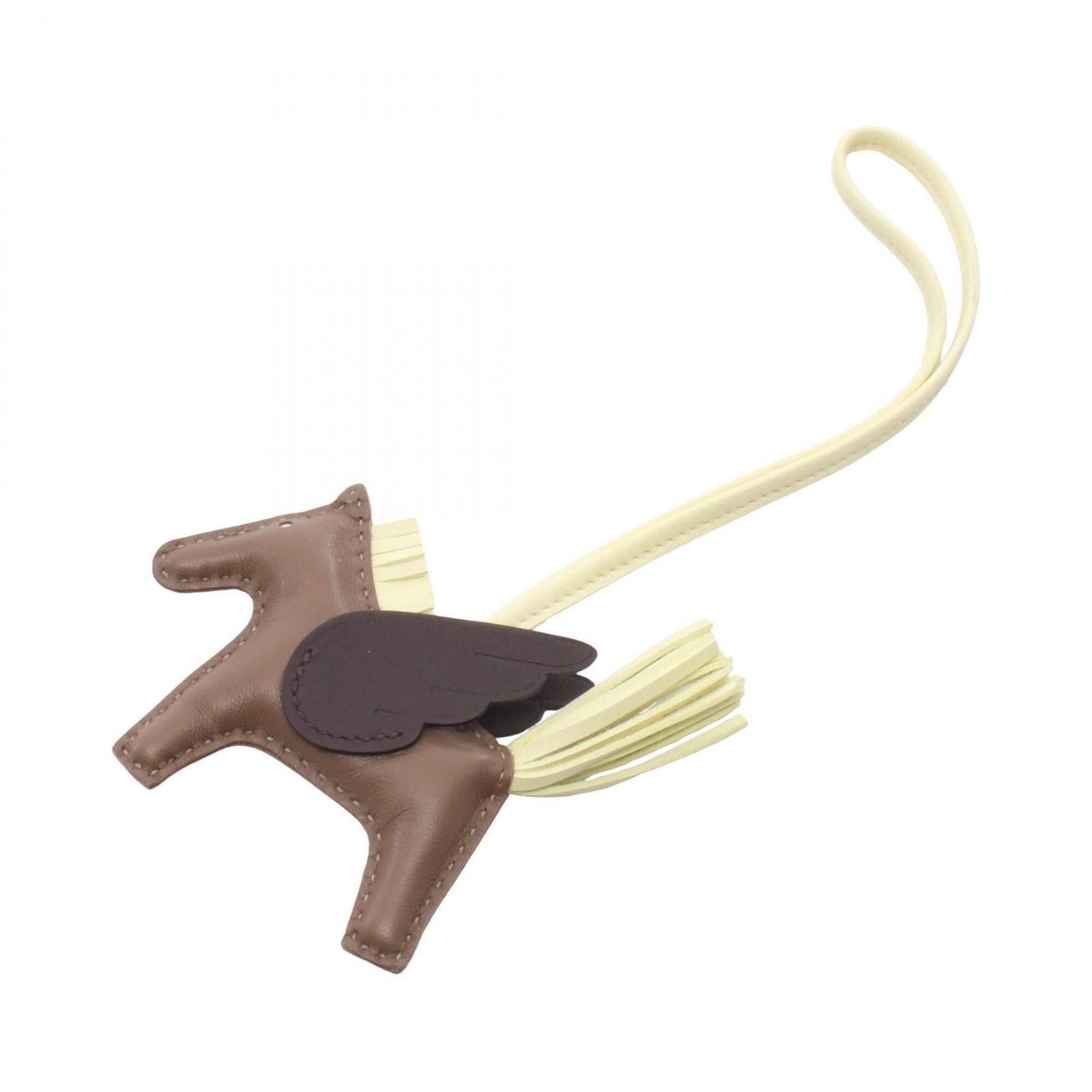 HERMES Handbag Charm Agneau Milo Swift Leather: HERMES Handbag Charm Agneau Milo Swift Leather Agneau Milo Swift Leather Handbag Charm from Hermes, featuring a rich brown and yellow color combination, showcases the craftsmanship of this luxury
