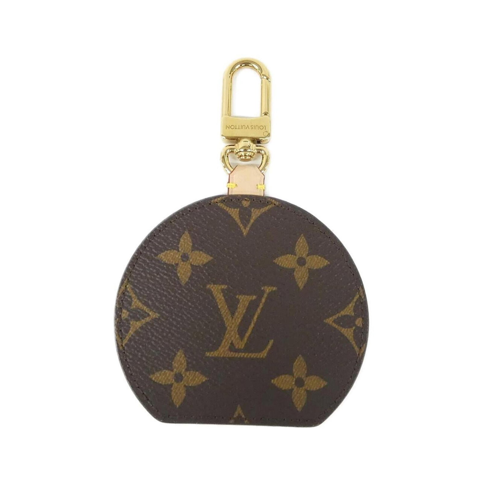 LOUIS VUITTON Handbag Charm Canvas: LOUIS VUITTON Handbag Charm Canvas Canvas charm from Louis Vuitton, featuring a gold and maroon design, measures 87.00mm x 85.00mm. This gently used charm has minor signs of wear, including small