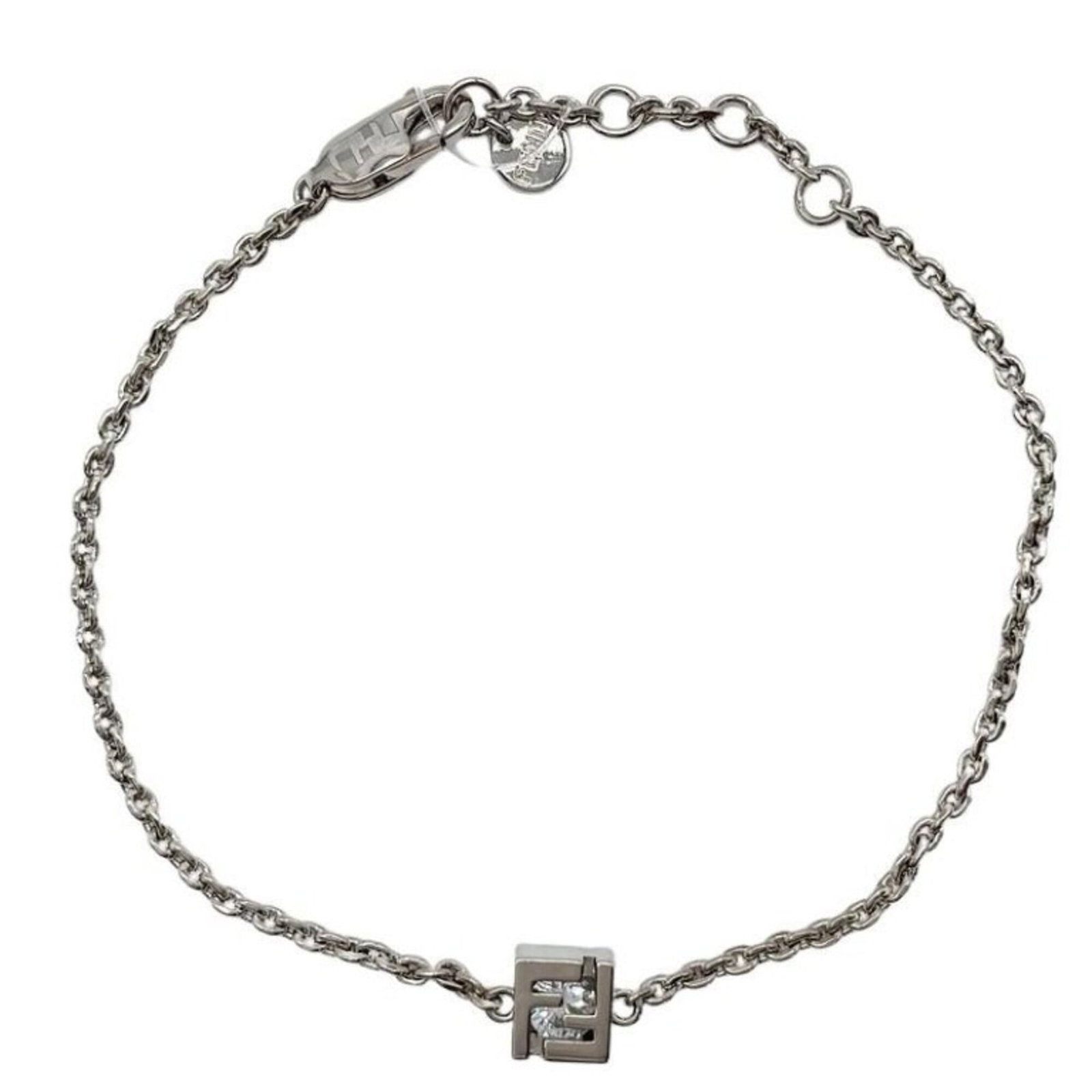 FENDI Charm Bracelet Metal: FENDI Charm Bracelet Metal This Fendi charm bracelet is a stylish accessory made from high-quality metal, featuring a silver finish. With a length of 22.5cm, it's designed to add a touch of elegance t
