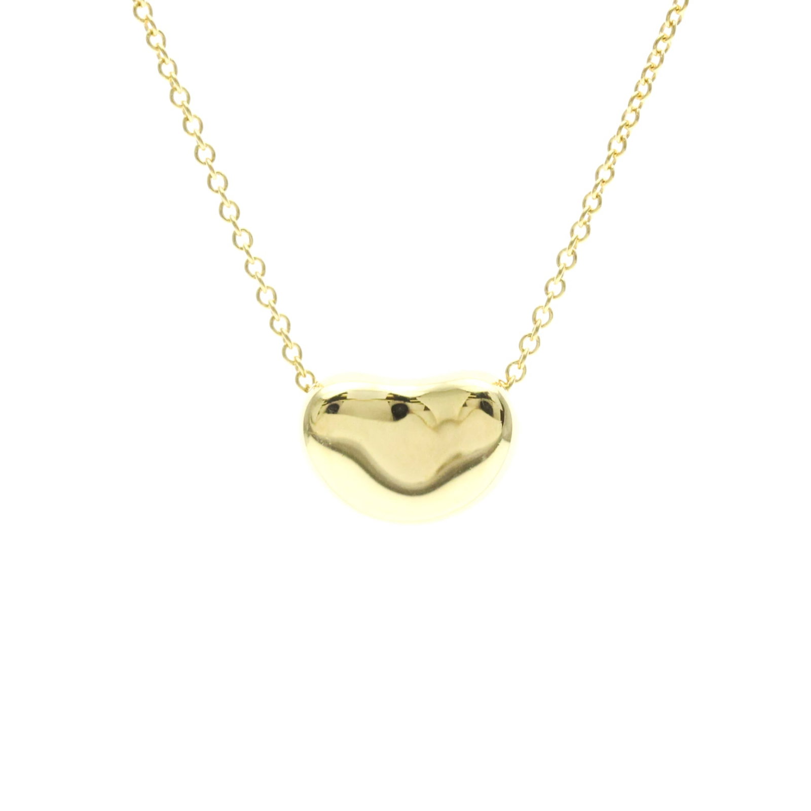 TIFFANY Yellow Gold (18K): TIFFANY Yellow Gold (18K) Yellow Gold Bean Necklace from Tiffany. This 18K yellow gold necklace features a 6.5mm x 10.2mm pendant with a 41 cm chain circumference, offering a stylish and elegant fashi