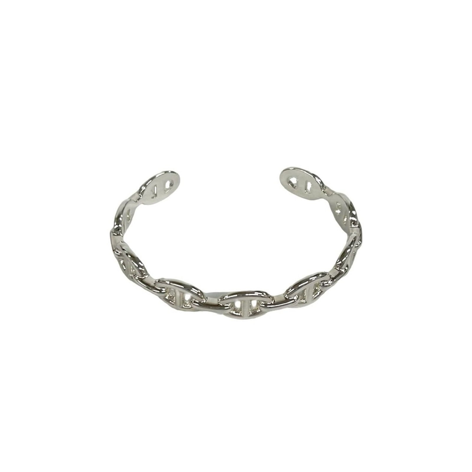 HERMES Bangle Silver 925: HERMES Bangle Silver 925 Silver 925 bangle from Hermes features a sleek design, measuring 16cm in length. The item has visible wear, including scratches and scuffs, but remains fully functional. Item