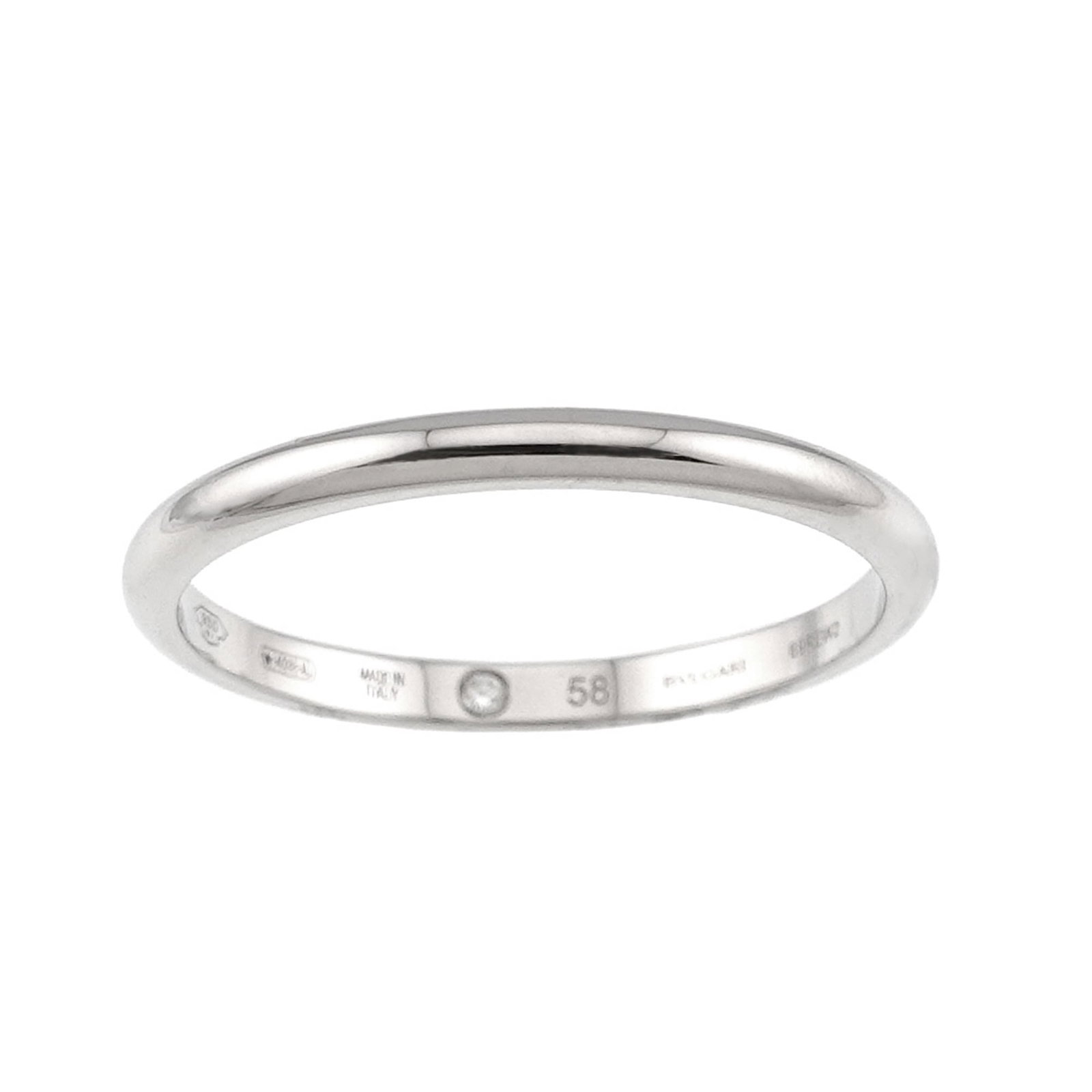 BVLGARI Band Ring Platinum 950: BVLGARI Band Ring Platinum 950 Platinum 950 craftsmanship shines in this Bvlgari Band Ring, a masterful blend of style and sophistication. With its sleek design and premium materials, this 58 US size 