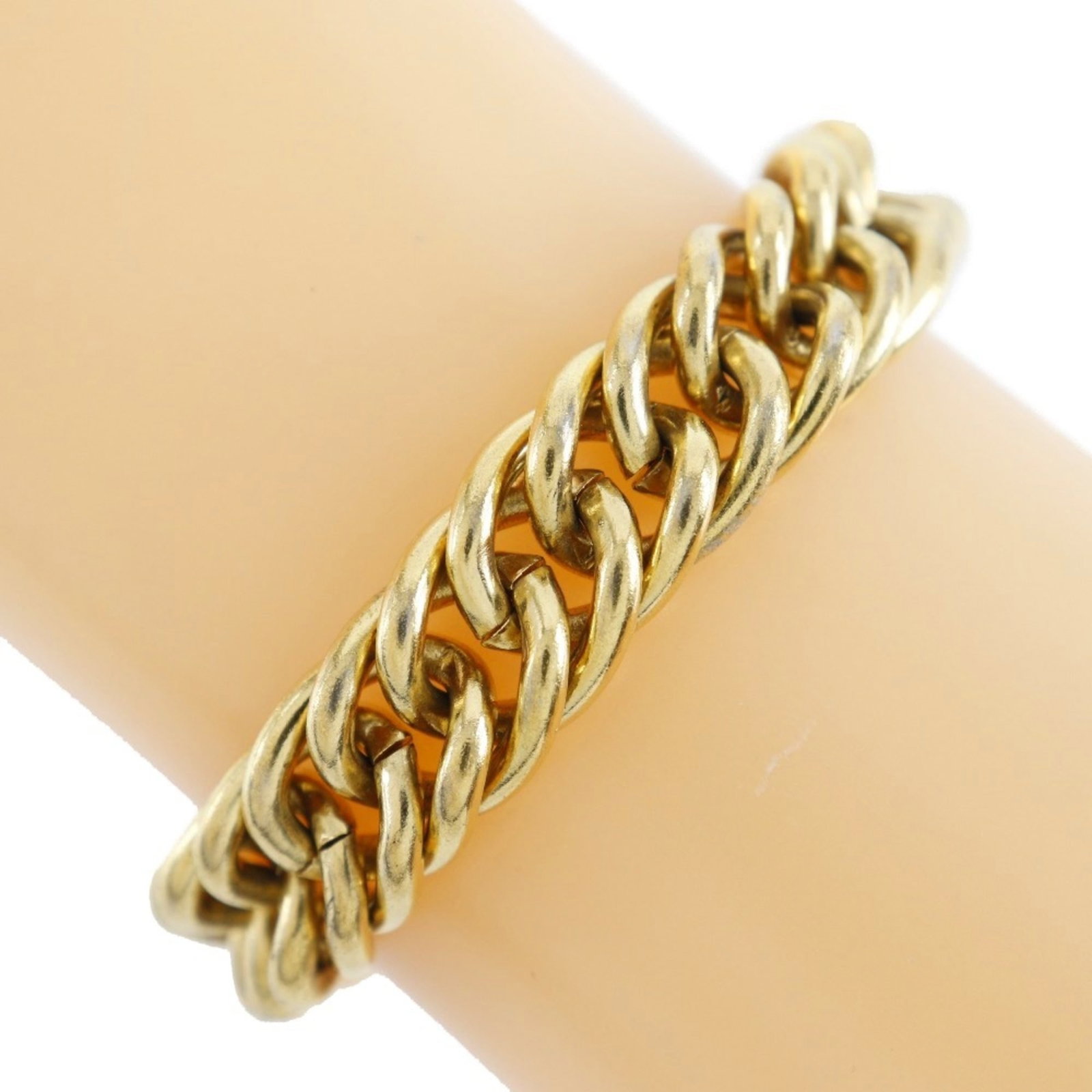 CHANEL Charm Bracelet Gold Plating: CHANEL Charm Bracelet Gold Plating The CHANEL Charm Bracelet Gold Plating boasts a sleek and sophisticated design, featuring a gold-plated finish that adds a touch of luxury to any outfit. Measuring