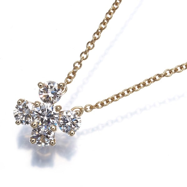 Tiffany&Co. Necklace Diamond Flower 5P 18K 750 Yellow Gold: Tiffany&Co. Necklace Diamond Flower 5P 18K 750 Yellow Gold Tiffany & Co.'s 18k yellow gold necklace features a beautiful diamond flower pendant, set in a delicate flower base. The necklace boasts a to