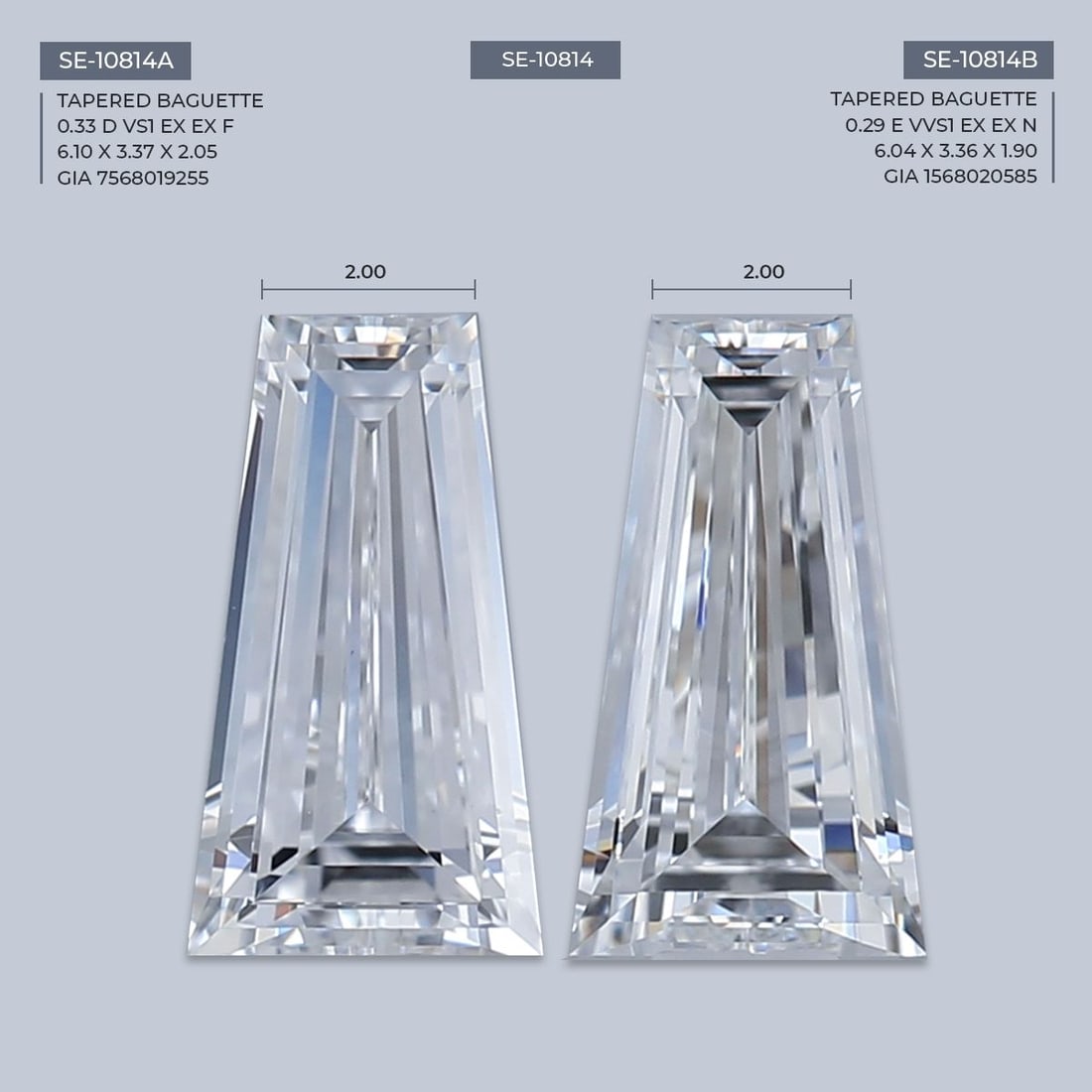 GIA Tapered Baguette 0.29ct E VVS1 - Loose Natural Diamond: GIA Tapered Baguette 0.29ct E VVS1 - Loose Natural Diamond GIA certified, this 0.29ct E VVS1 diamond is a natural, loose stone with EX polish and symmetry. Its EX cut and EX polish make it a