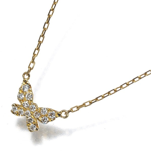 Ahkah Necklace Diamond 0.06Ct Butterfly Pave 18K 750 Yellow Gold: Ahkah Necklace Diamond 0.06Ct Butterfly Pave 18K 750 Yellow Gold 18k yellow gold butterfly pave necklace features a 0.06ct diamond pendant, adding a touch of elegance to any outfit. The delicate desig