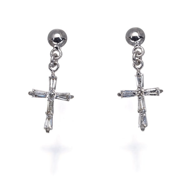 Diamond 0.10Ct/0.10Ct Cross Tapered-Cut Earrings 18K 750 White Gold: Diamond 0.10Ct/0.10Ct Cross Tapered-Cut Earrings 18K 750 White Gold Diamond 0.10Ct/0.10Ct Cross Tapered-Cut Earrings 18K 750 White GoldStunning 0.10ct diamond stud earrings crafted in 18k white gold,