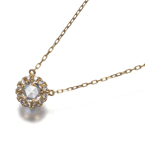 Ahkah Necklace Rose-Cut Diamond 0.20Ct Vivian Rose 18K 750 Yellow Gold: Ahkah Necklace Rose-Cut Diamond 0.20Ct Vivian Rose 18K 750 Yellow Gold The Ahkah Necklace boasts a stunning 0.20ct rose-cut diamond, expertly set in 18k yellow gold. This elegant pendant, part of the 