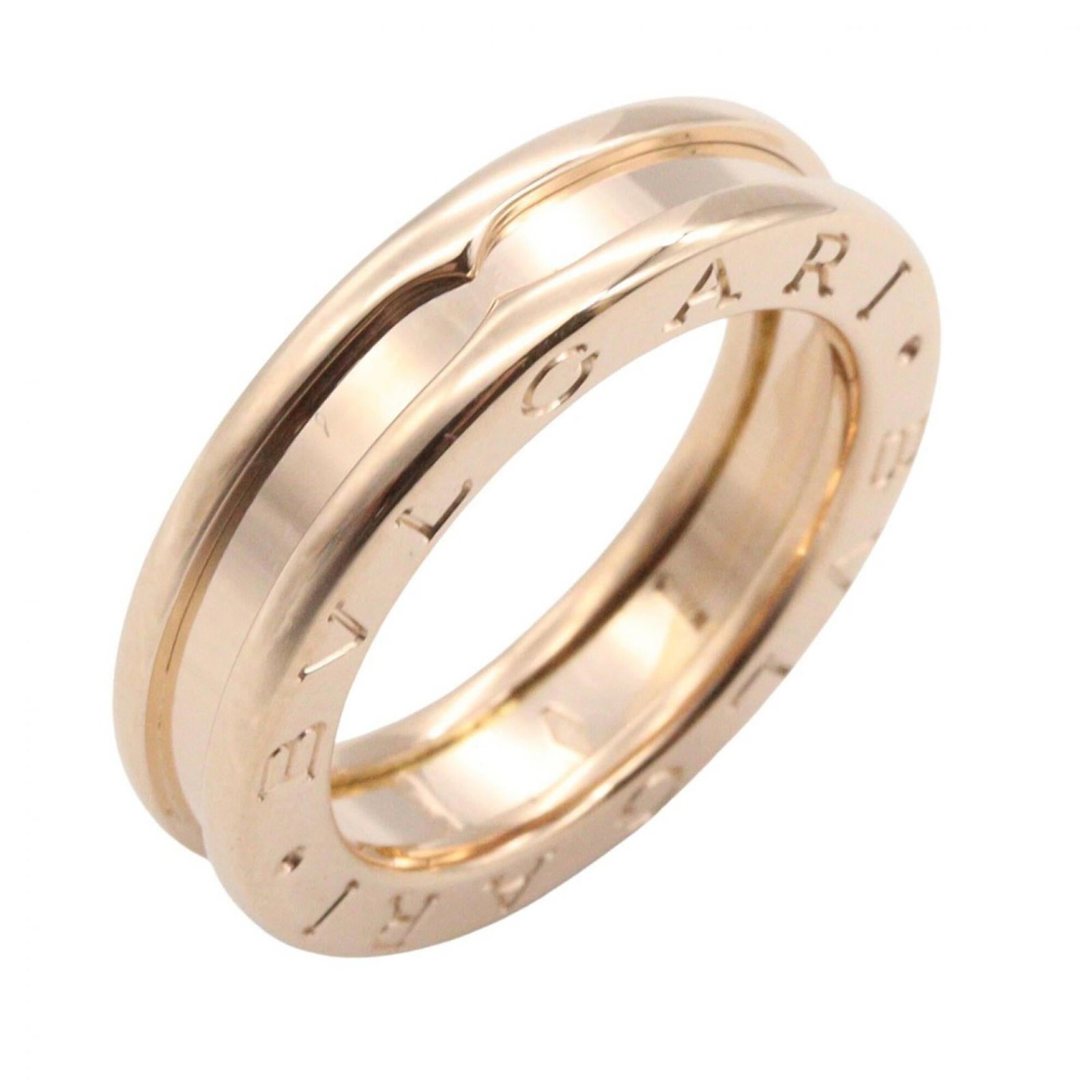 BVLGARI Band Ring Pink Gold (18K): BVLGARI Band Ring Pink Gold (18K) Pink gold (18K) band ring from Bvlgari, featuring a delicate pink gold band with a subtle shine. This like new used ring boasts excellent condition with only the