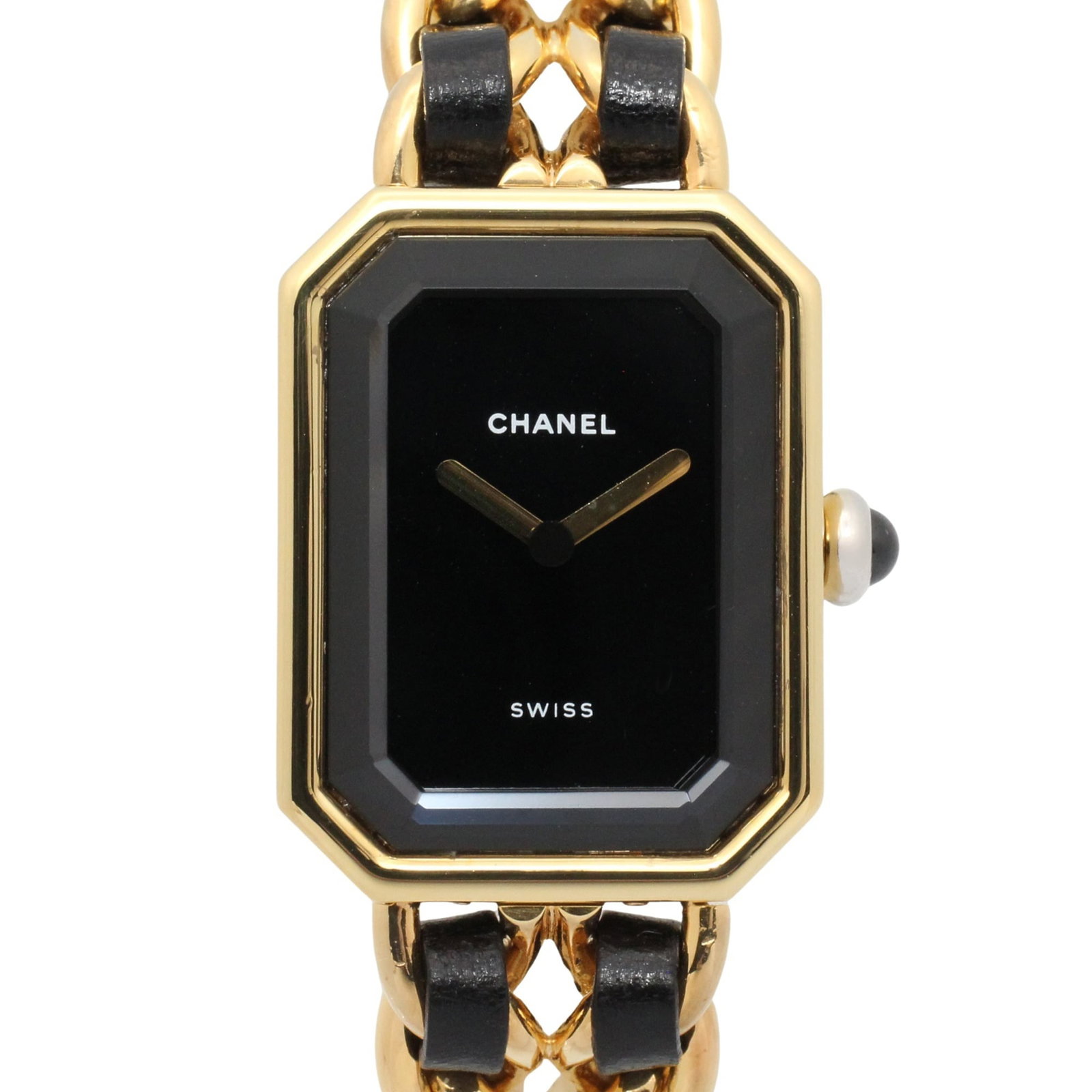 CHANEL Wristwatch Gold Plated: CHANEL Wristwatch Gold Plated The CHANEL Wristwatch in gold plated gold is a sleek and sophisticated timepiece. Its black dial and gold plated leather band create a stylish and elegant look, while