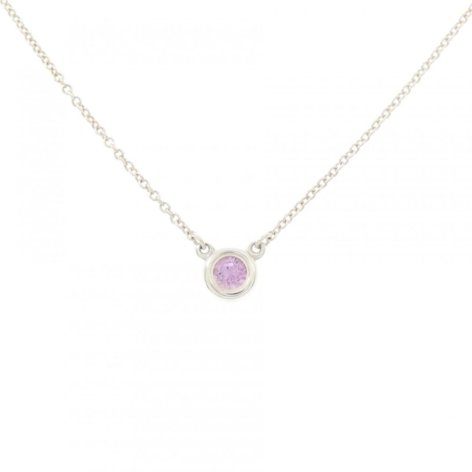 TIFFANY Silver 925: TIFFANY Silver 925 Silver 925 Tiffany Necklace with Sapphire Pendant, 42 cm Circumference, 5.7mm x 5.7mm Pendant Size. This like new necklace features a beautiful sapphire stone set in sterling silver