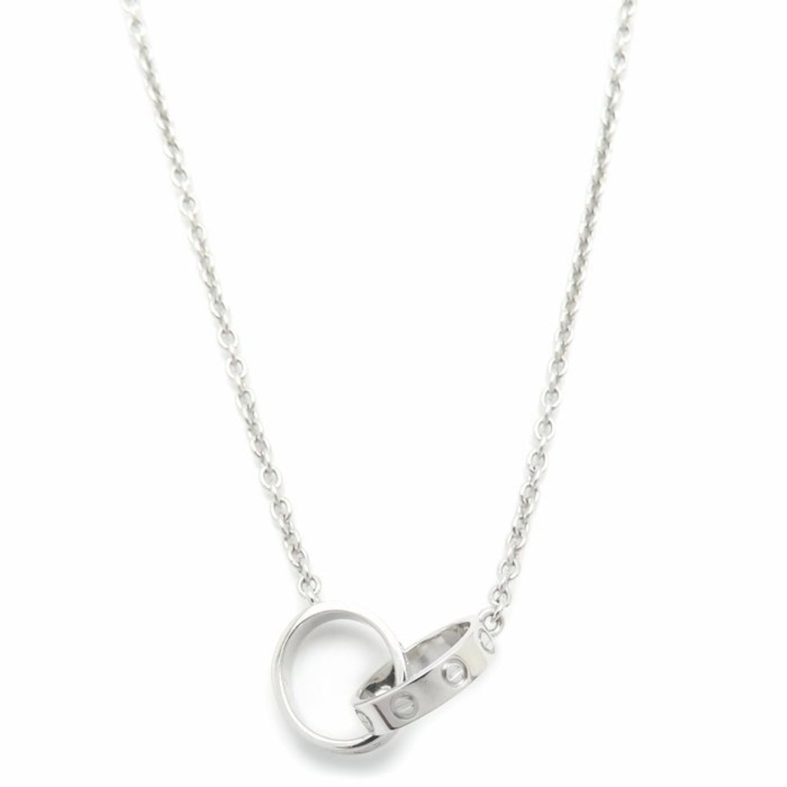 CARTIER White Gold (18K): CARTIER White Gold (18K) Cartier White Gold (18K) Pendant Necklace - A Timeless Classic. This elegant 18K white gold pendant necklace boasts a sleek design, measuring 9.7mm x 11mm, suspended from a