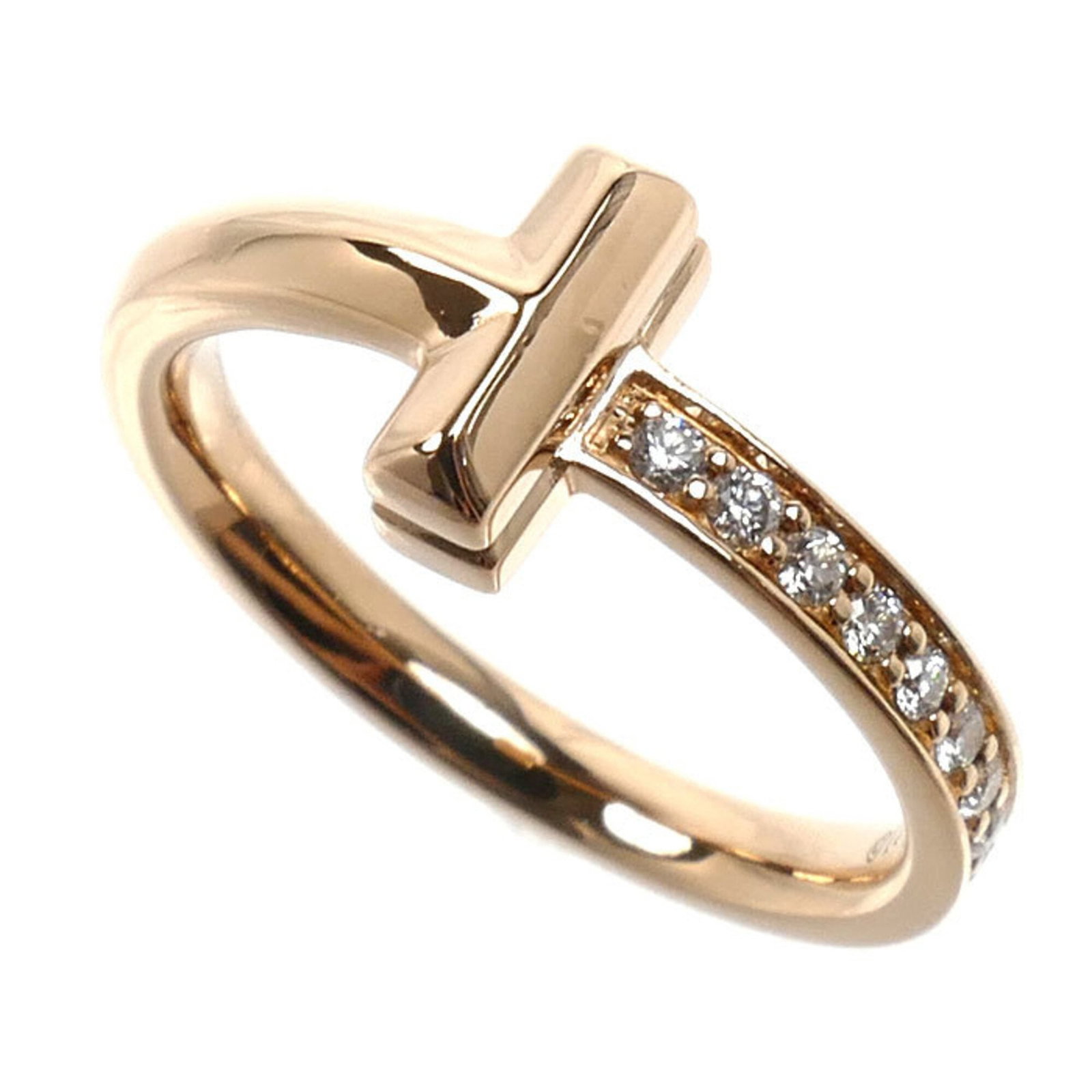 TIFFANY Band Ring Pink Gold (18K): TIFFANY Band Ring Pink Gold (18K) Pink gold (18K) band ring from Tiffany Country of Origin: USA, featuring a diamond stone and a brand size of 47, suitable for a US size 4. This gently used ring has m