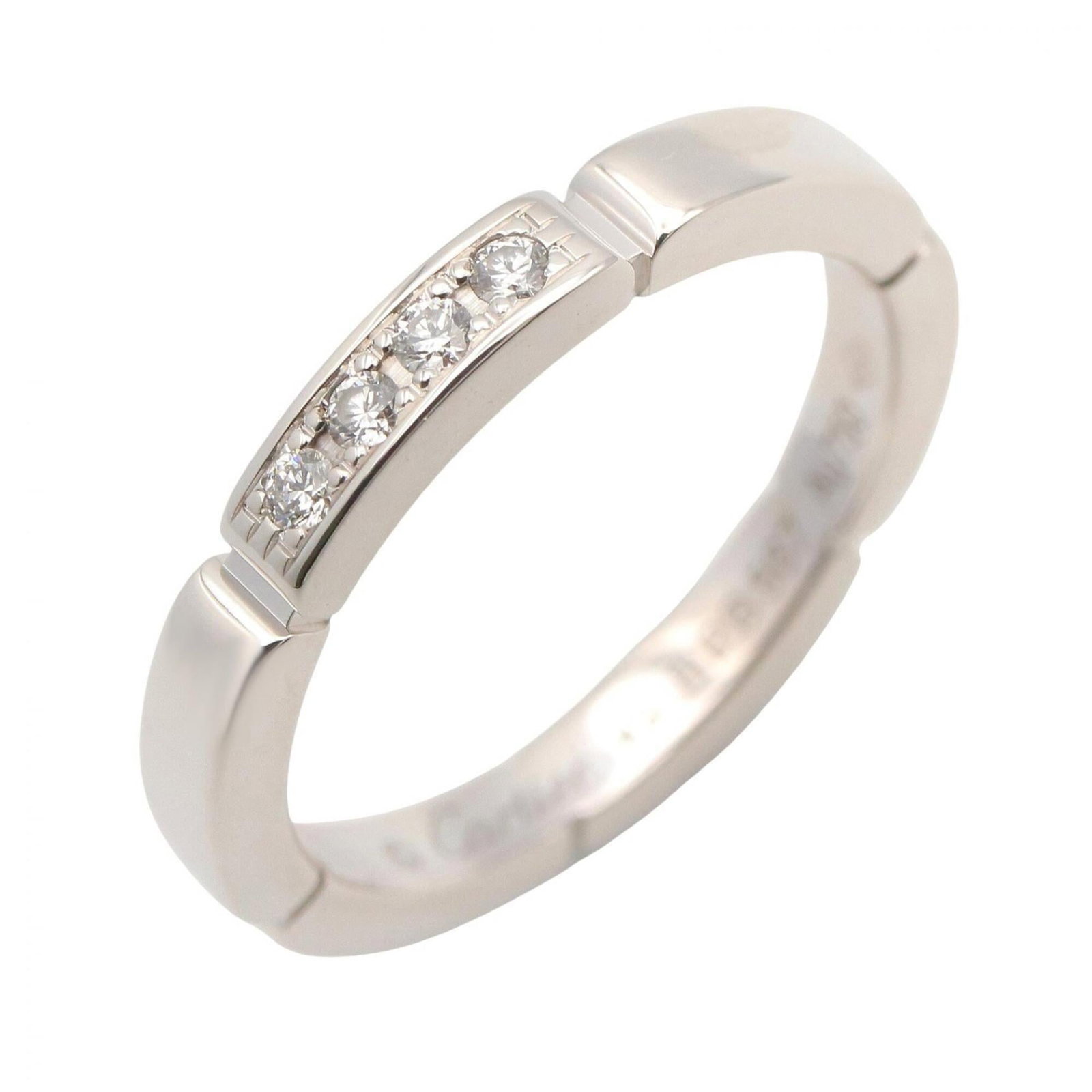 CARTIER Band Ring White Gold (18K): CARTIER Band Ring White Gold (18K) Cartier's iconic band ring in white gold (18K) shines with a clear diamond. This gently used piece boasts a classic design, featuring minor signs of wear, with small