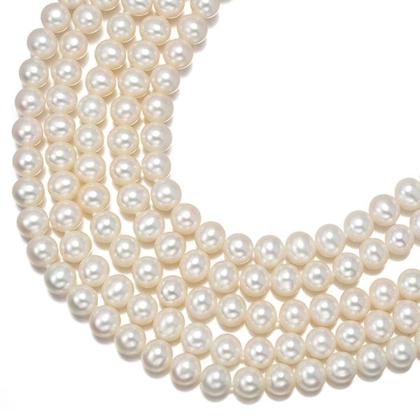 Tiffany&Co. Necklace Freshwater Pearl 6.0-6.7Mm 5-Strand Silver 925: Tiffany&Co. Necklace Freshwater Pearl 6.0-6.7Mm 5-Strand Silver 925 Sterling silver necklace featuring a 5-strand design, showcasing a cultured freshwater pearl approximately 6.0-6.7mm in size, crafte