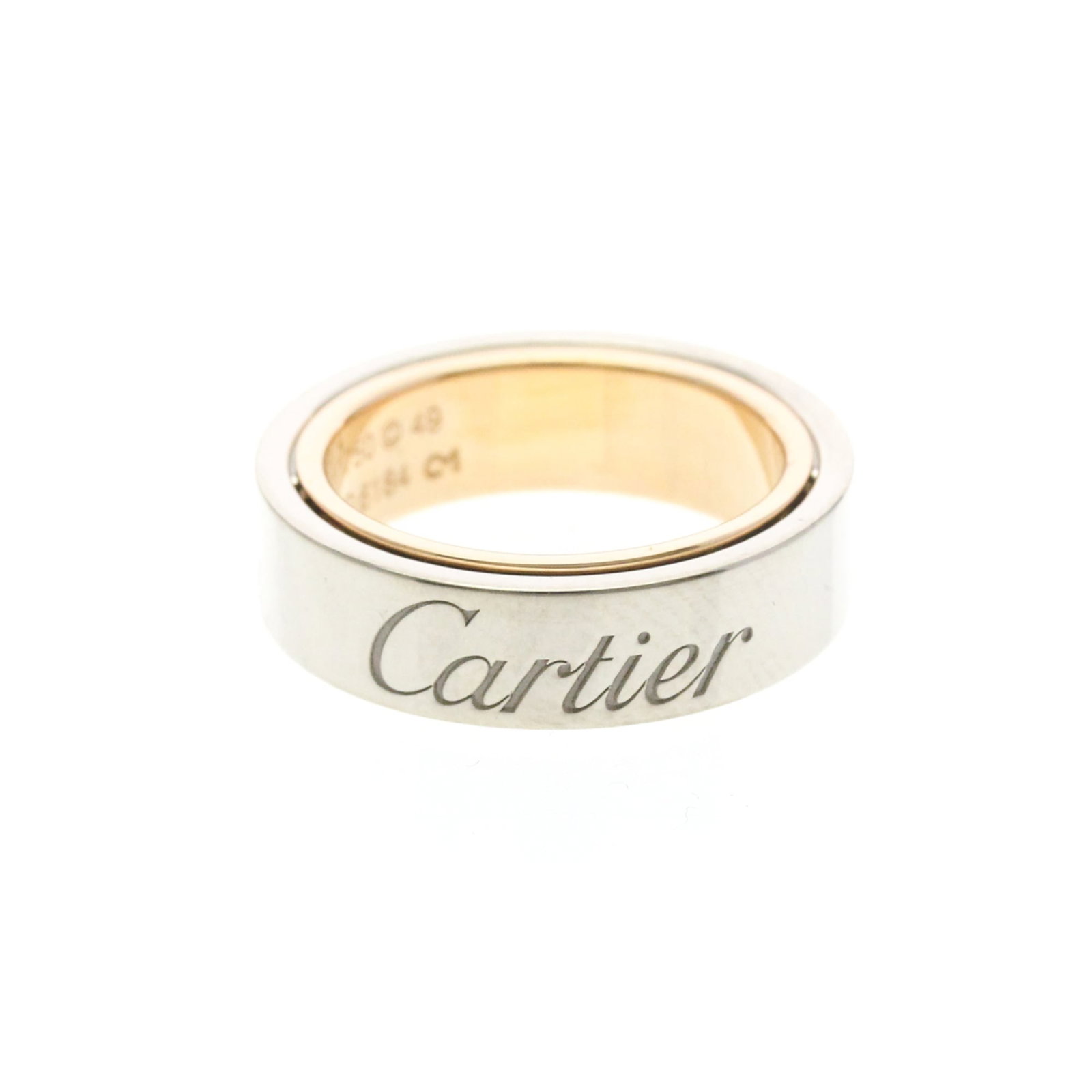 CARTIER Band Ring Pink Gold (18K) White Gold (18K): CARTIER Band Ring Pink Gold (18K) White Gold (18K) Pink gold and white gold blend in this elegant 18K band ring from Cartier, a fashion icon for decades. With a slender 5.4mm width and 4 3/4 US size, 