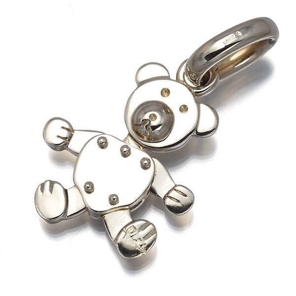 Pomellato Pendant Orsetto Bear Charm 18K 750 White Gold: Pomellato Pendant Orsetto Bear Charm 18K 750 White Gold 18k White Gold Orsetto Bear Charm Pendant - A delicate 18k white gold charm featuring an Orsetto bear design, crafted with precision and attenti