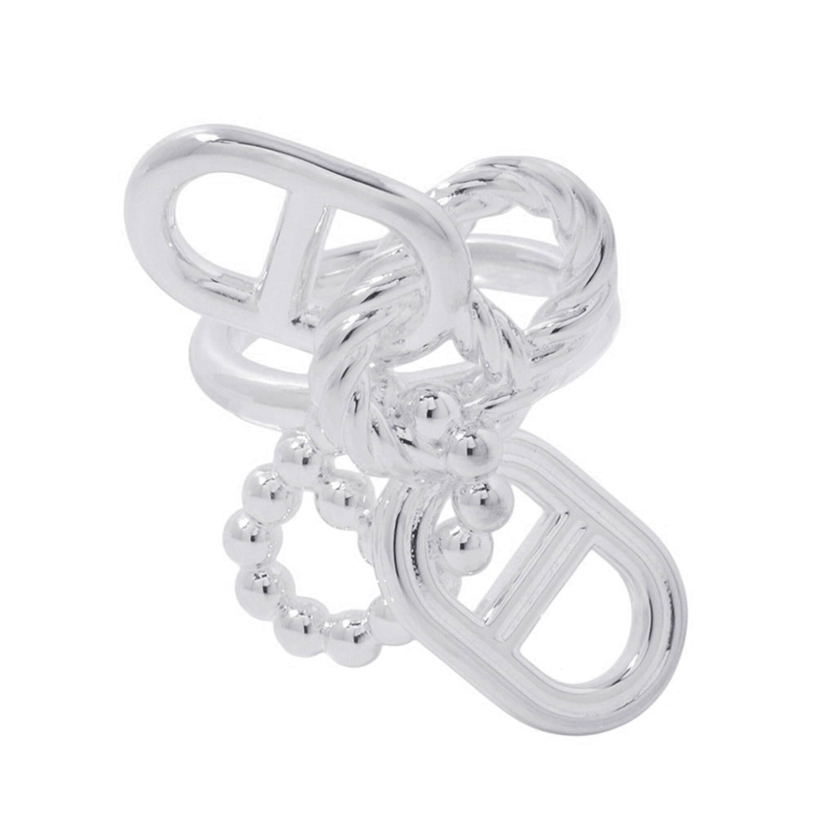 HERMES Band Ring Silver 925: HERMES Band Ring Silver 925 Silver 925 band ring from the renowned French fashion house Hermes, bearing a subtle signature. Made from high-quality sterling silver, this elegant ring is a timeless acce