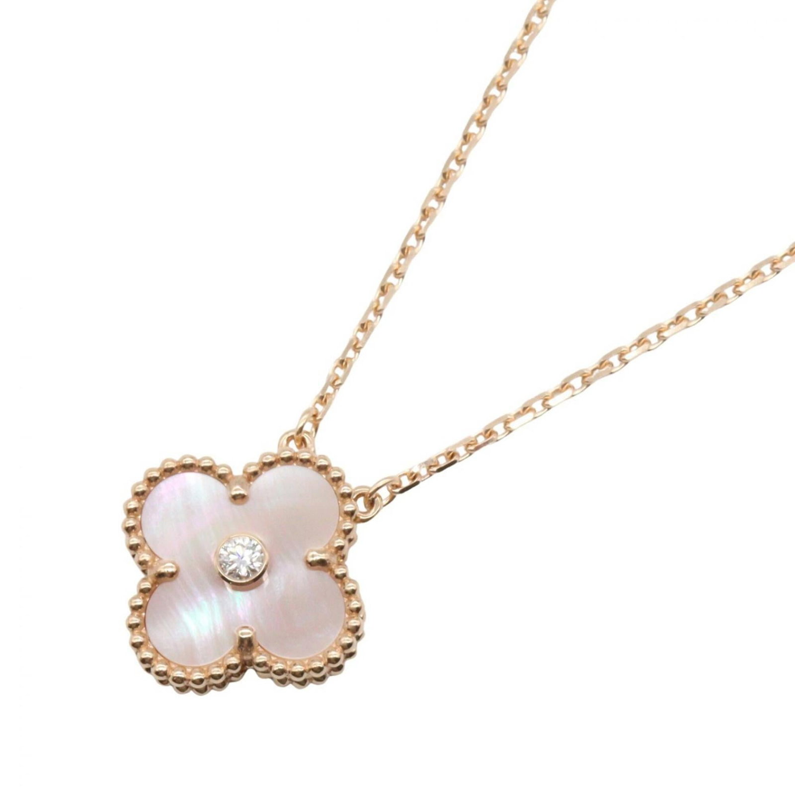 VAN CLEEF & ARPELS Pink Gold (18K): VAN CLEEF & ARPELS Pink Gold (18K) Pink gold (18K) necklace from Van Cleef & Arpels, featuring a 15mm x 15mm pendant. This 18K pink gold necklace is made from high-quality materials and has a clear,
