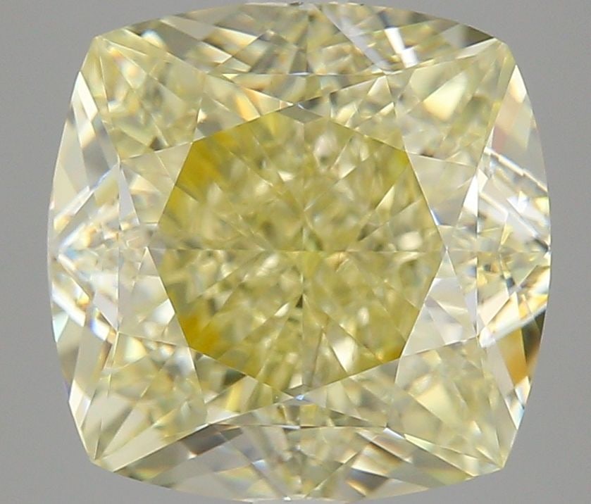 GIA Cushion Brilliant 5.01ct Fancy Light Yellow VVS2 - Loose Natural Diamond: GIA Cushion Brilliant 5.01ct Fancy Light Yellow VVS2 - Loose Natural Diamond 5.01ct Fancy Light Yellow VVS2 Diamond - A Rare and Brilliant Natural Gem. This GIA-certified, cushion-cut diamond boasts