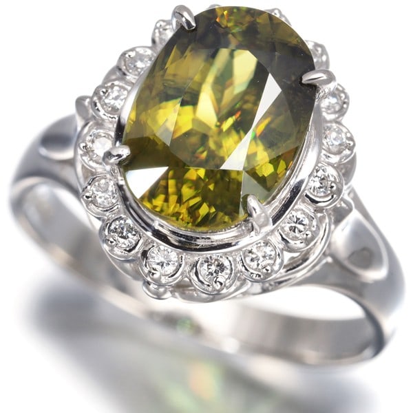 Sphene 3.02Ct Diamond 0.13Ct Ring 900 Platinum (1 of 6)