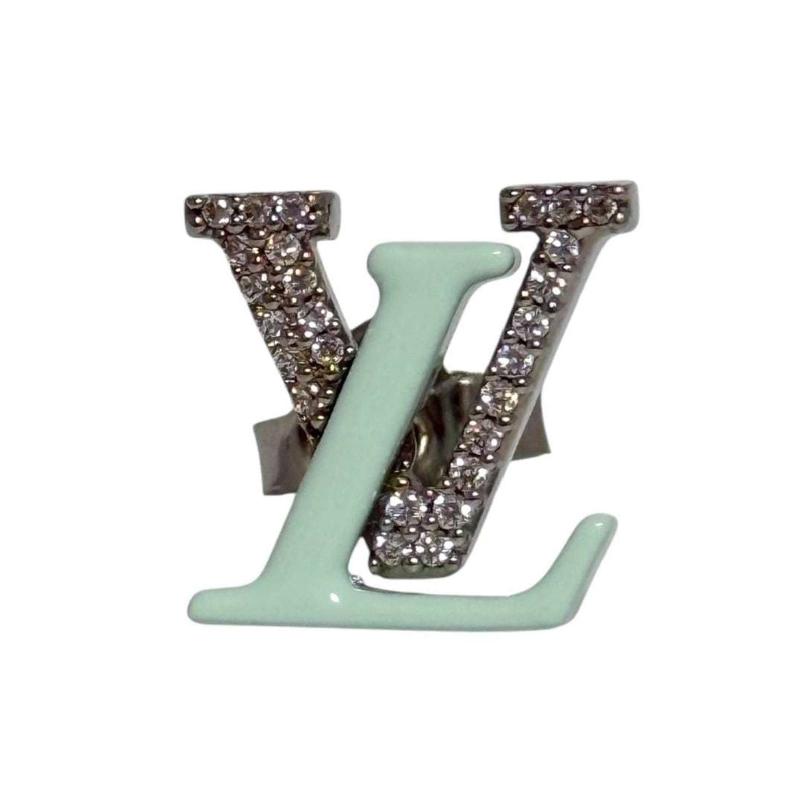 LOUIS VUITTON Stud Earrings Metal Rhinestone: LOUIS VUITTON Stud Earrings Metal Rhinestone Metal and rhinestone stud earrings from Louis Vuitton, crafted with metal and adorned with rhinestones, bearing a signature. Made in Italy, these earrings