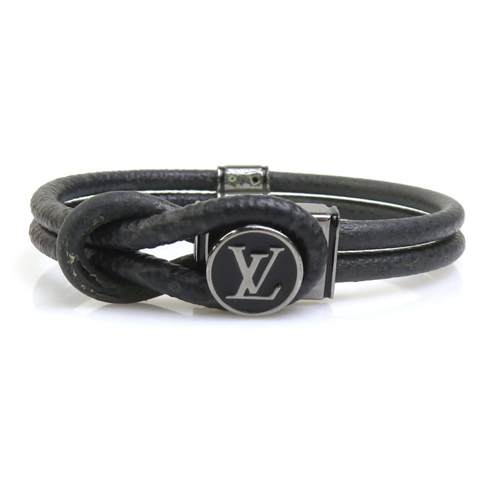 LOUIS VUITTON Charm Bracelet Metal Monogram Eclipse: LOUIS VUITTON Charm Bracelet Metal Monogram Eclipse Metal Monogram Eclipse charm bracelet with a classic Louis Vuitton design, featuring the iconic black and monogram Eclipse pattern, adds a touch of