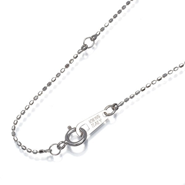 Cut Ball Bead Chain Necklace 18K 750 White Gold: Cut Ball Bead Chain Necklace 18K 750 White Gold 18k white gold chain necklace with a delicate 0.8mm width and 3.0mm clasp, crafted from high-quality 18k gold for a luxurious feel. The necklace