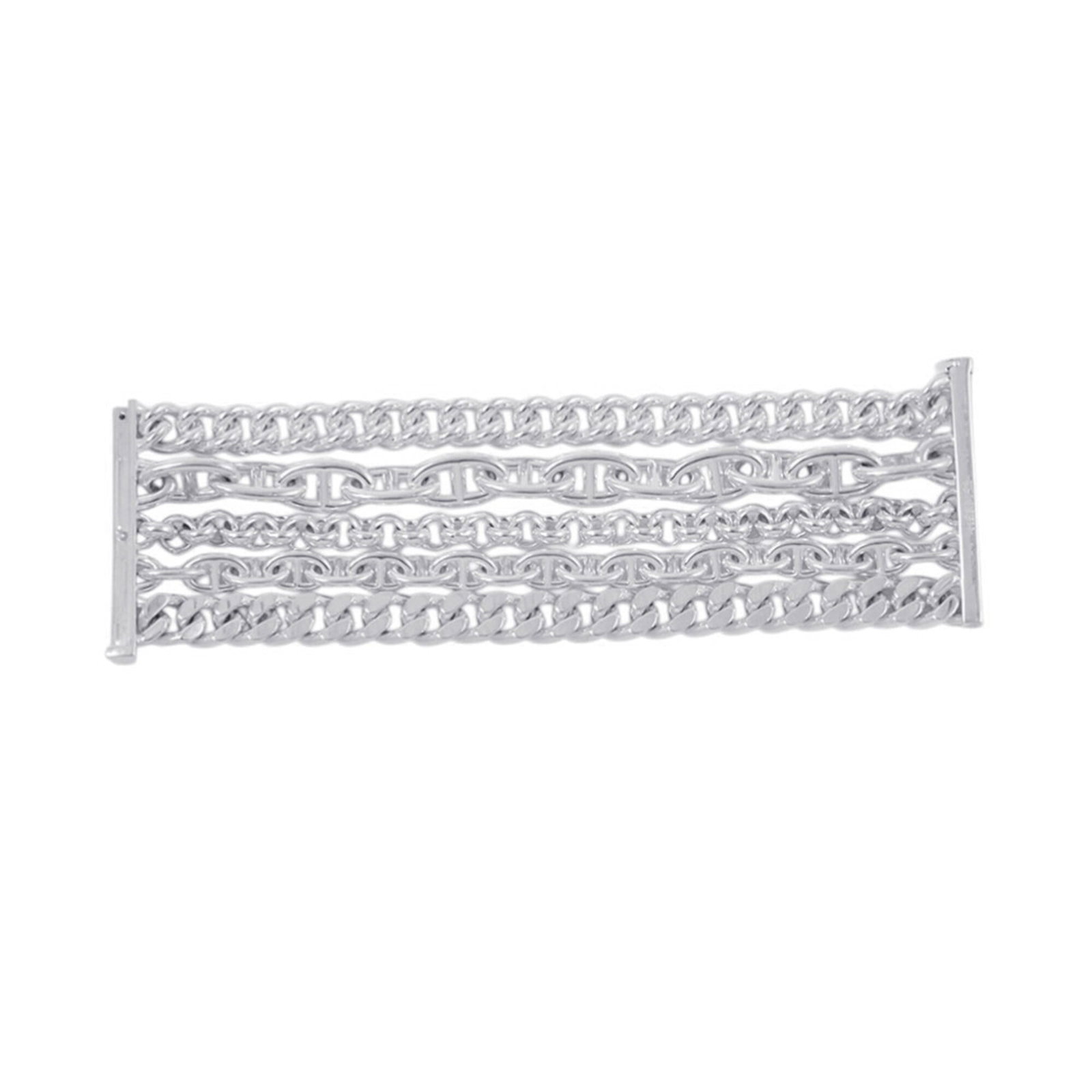HERMES Charm Bracelet Silver 925: HERMES Charm Bracelet Silver 925 Silver 925 Charm Bracelet from Hermes, a French luxury brand, boasts a sleek and sophisticated design. Made from high-quality silver, this 15cm charm bracelet is in