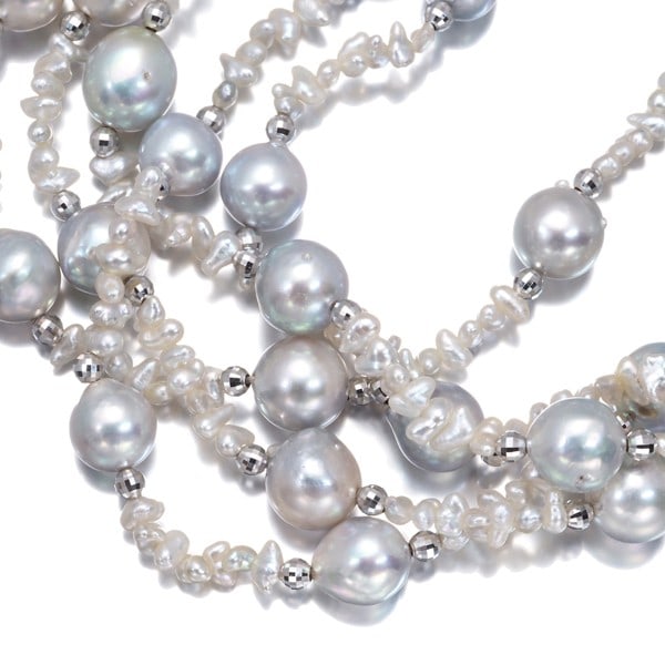 Keshi Pearl 8.0-9.0Mm 5-Strand Necklace Silver (1 of 6)
