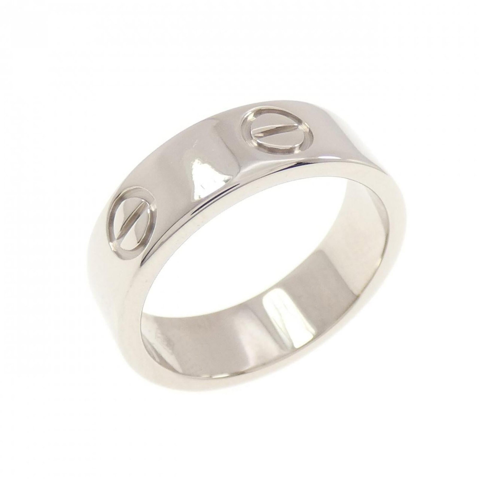 CARTIER Band Ring White Gold (18K): CARTIER Band Ring White Gold (18K) Cartier Band Ring White Gold (18K) - A sleek and sophisticated band ring featuring 18K white gold, available in a US size 5.5. Gently used with minor signs of wear,
