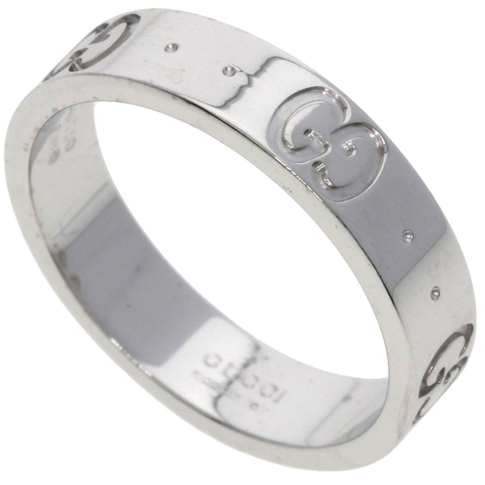 GUCCI Band Ring White Gold (18K): GUCCI Band Ring White Gold (18K) Gucci Band Ring White Gold (18K) is a gently used, very good condition piece featuring 18K white gold. The ring bears minor signs of wear, including small scratches or